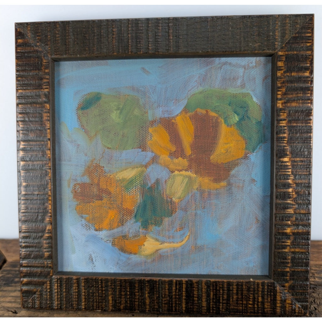 Impressionist Floral crylic on Canvas Small Framed Original Painting