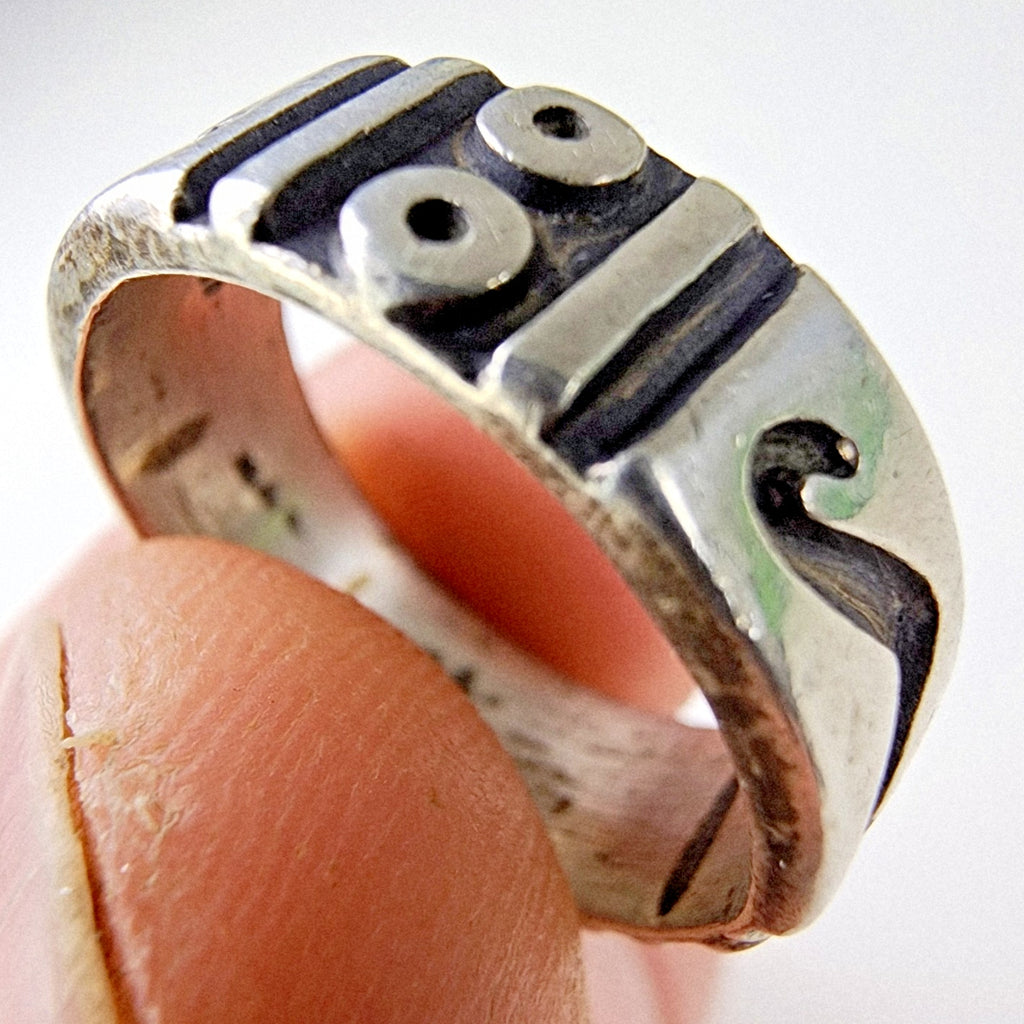 Taxco Mexico Textured Band Ring Size 8 Sterling Silver 925 Vintage