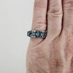 Swiss Blue Topaz Five Stone Ring Size 9 in Sterling Silver 925