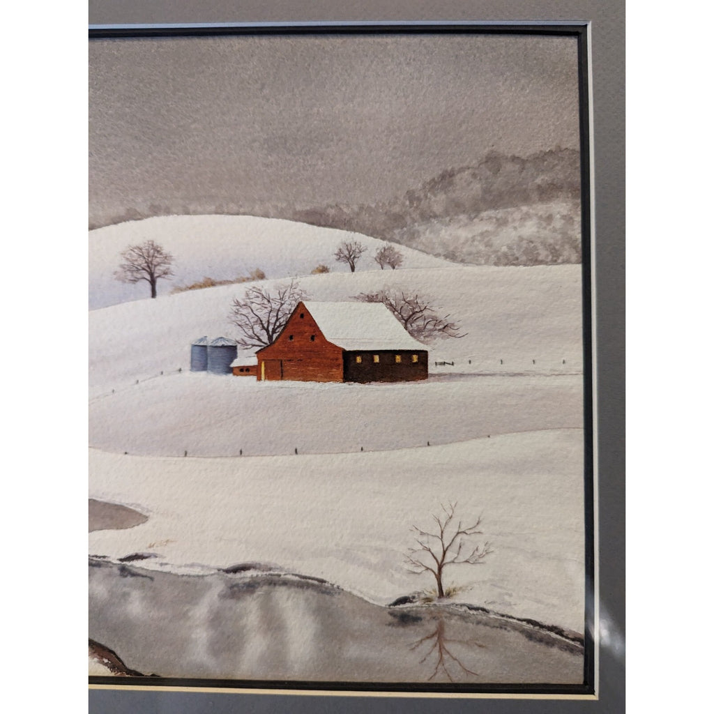 Watercolor Barn by Terry Peasley - Barn in Snow - MCM Winter Scene