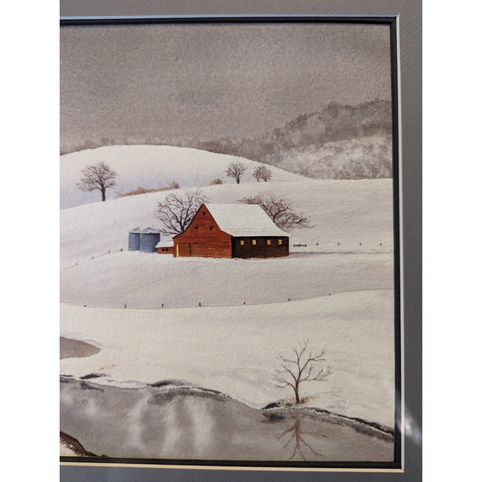 Watercolor Barn by Terry Peasley - Barn in Snow - MCM Winter Scene