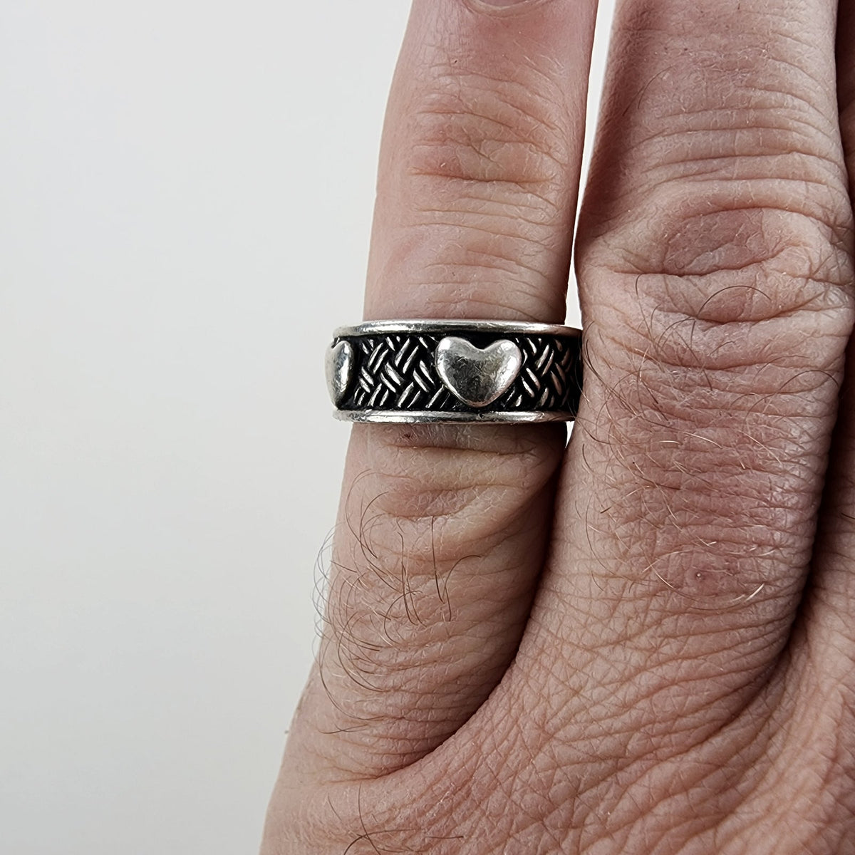 Brighton Basketweave Heart Eternity Band Ring Size 6 3/4 in Sterling Silver 925
