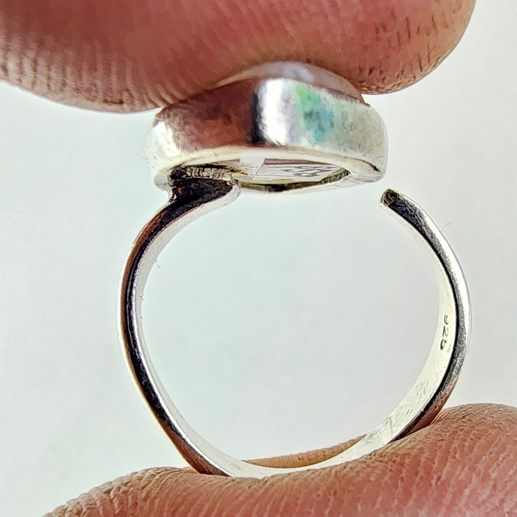Rainbow Moonstone Marquise Cabochon Ring Size 8 Adjustable Sterling Silver 925