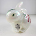 Iridescent Hand Painted Fenton Bunny Rabbit Signed Floral Decorated Art Glass