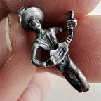 Vintage Cowboy with Guitar Charm in Sterling Silver 925 for Bracelet