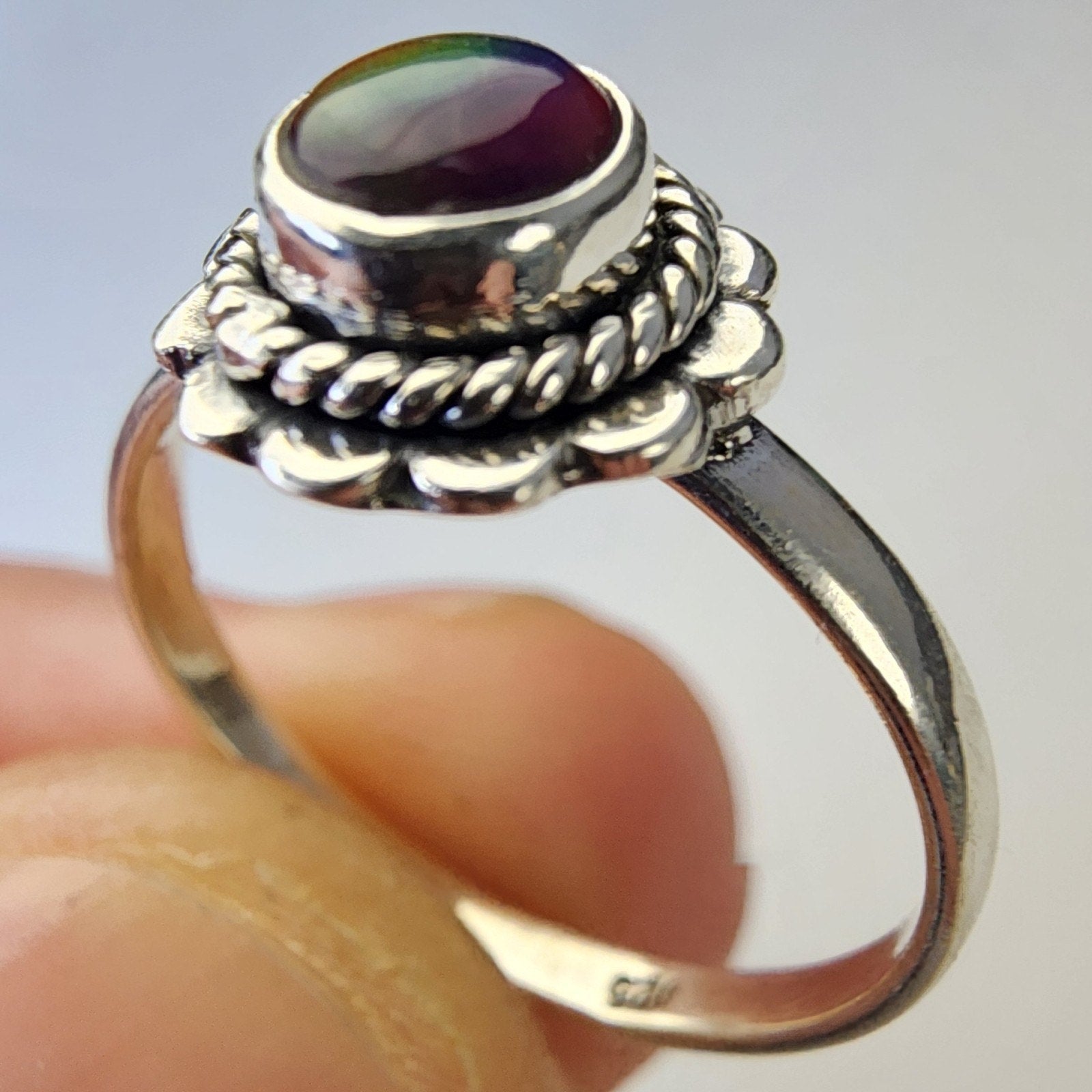 Sterling Silver 925 Balloon Opal Southwestern Ring Size 6 3/4 New