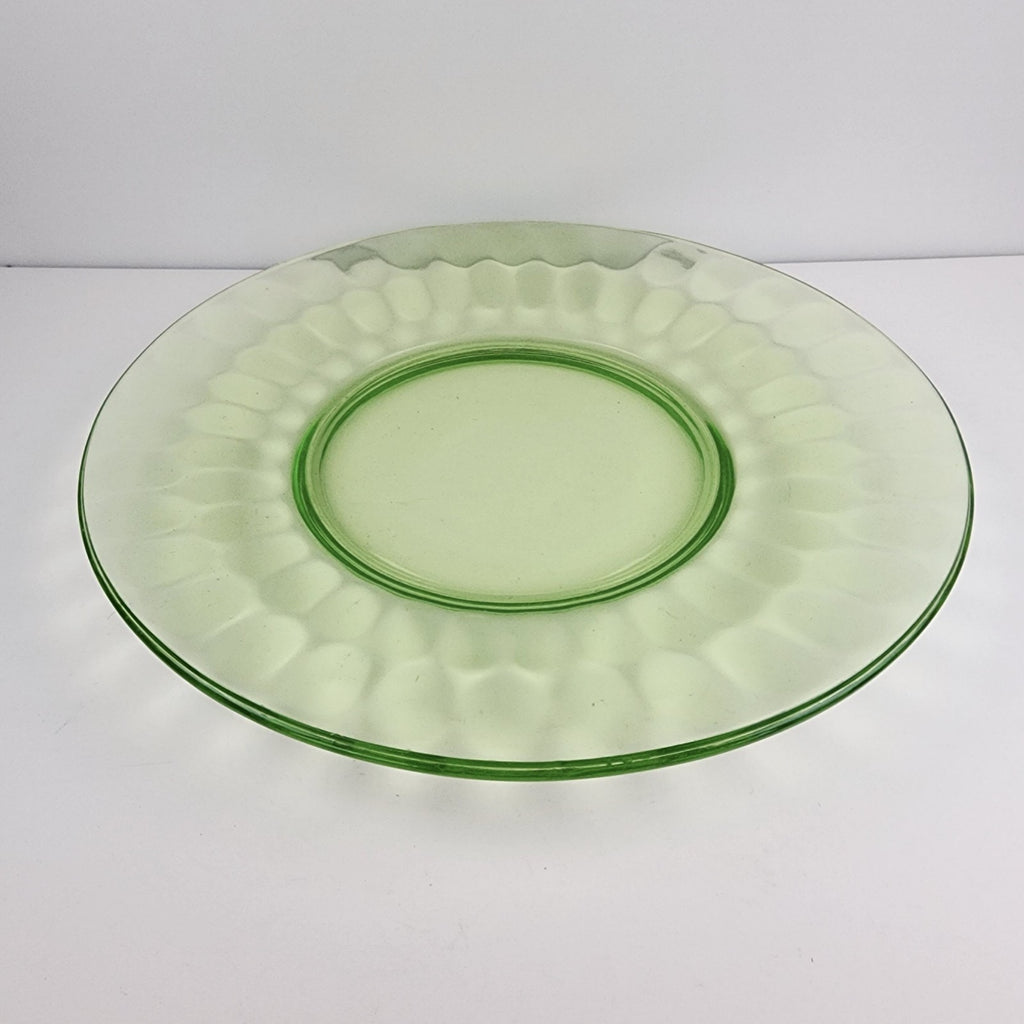 8" Federal Glass UV Uranium Glow Glass Salad Plate Vintage Green