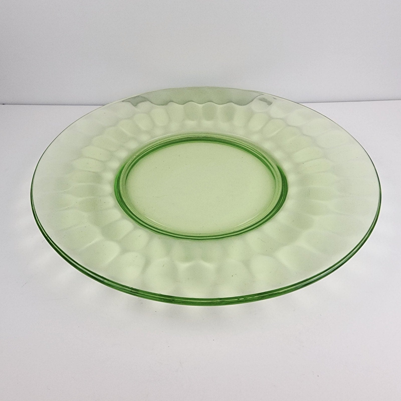 8" Federal Glass UV Uranium Glow Glass Salad Plate Vintage Green