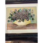Framed Still Life Flowers Painting by E Hughes MCM Artwork