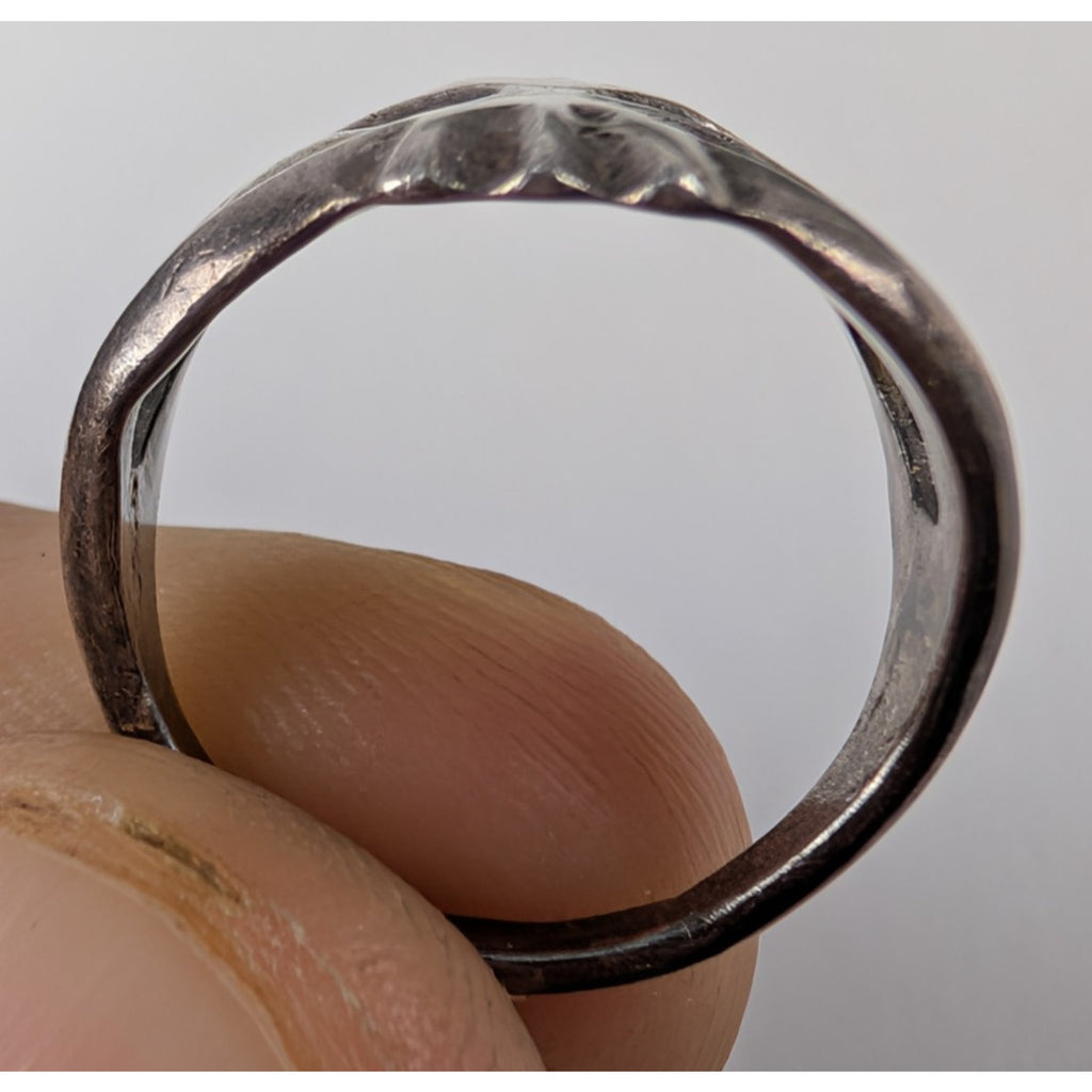 Old Pawn Native Navajo Sterling Silver 925 Sand Cast Ring Size 4 1/2