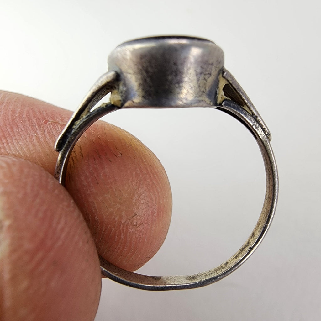 Black Onyx Russian Ring Size 8 Sterling Silver 875 Vintage