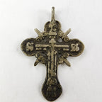 Antique White Bronze Russian Orthodox Pectoral Cross Crucifix Eight Pointed