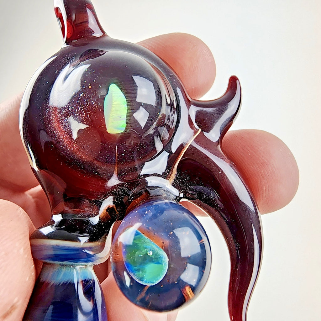 Doshworld Opal Amulet Pendant Boro Heady Glass Signed Dosh