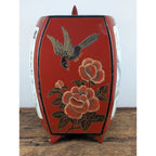 Chinese Porcelain Shard Red Lacquer Box Paper Mache