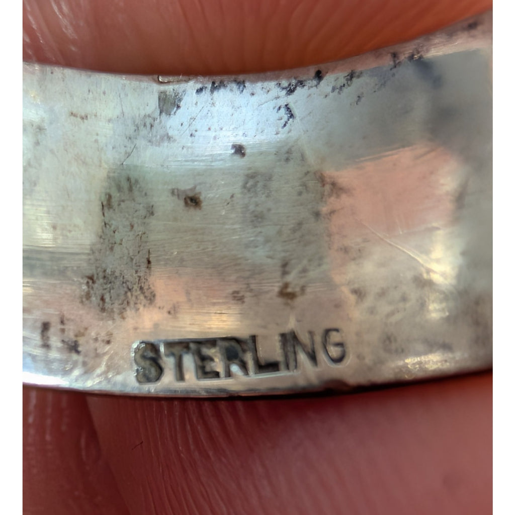Vintage Hand Carved Tribal Band Sterling Silver 925 Ring Size 7 3/4