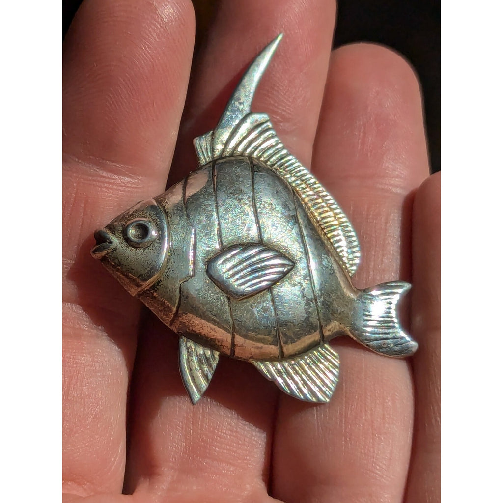 Vintage Sterling Silver Angel Fish Pin Brooch