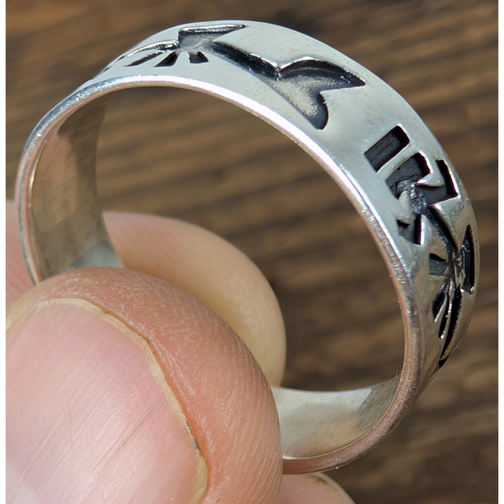 Southwestern Stamped Band Sterling Silver 925 Ring Size 13 3/4