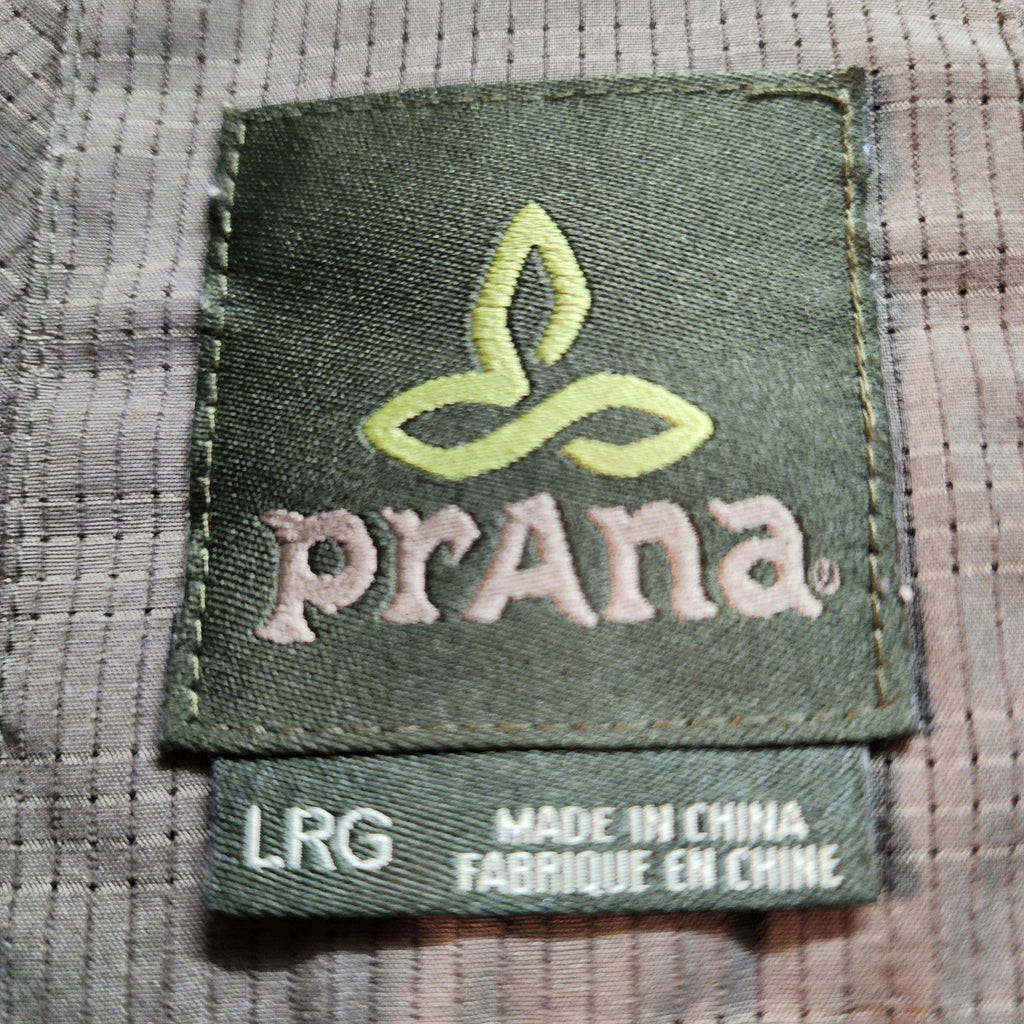 Prana Olive Cayman Large Short Sleeve Button Down Shirt Outdoor Active Wear