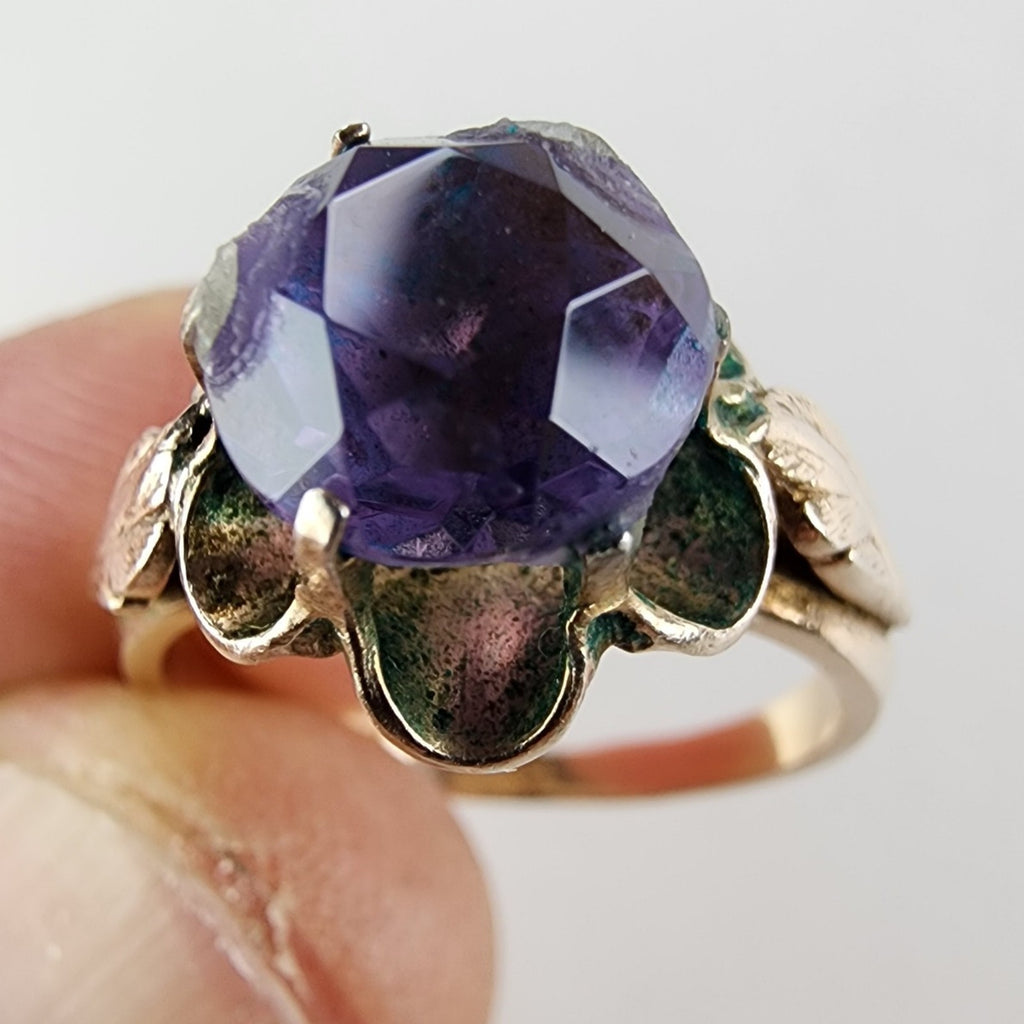 Blue to Purple Sapphire Russian Ring Size 9 Sterling Silver 875 Gold Finish