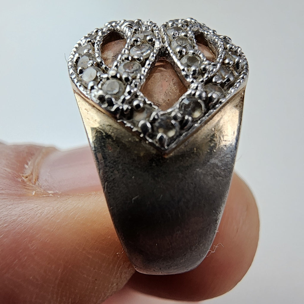 Crossover Band Statement Ring Size 8 1/4 Sterling Silver 925 Vintage