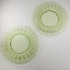8" Anchor Hocking Block Optic Pattern UV Glow Glass Plate Set of 2 Vintage