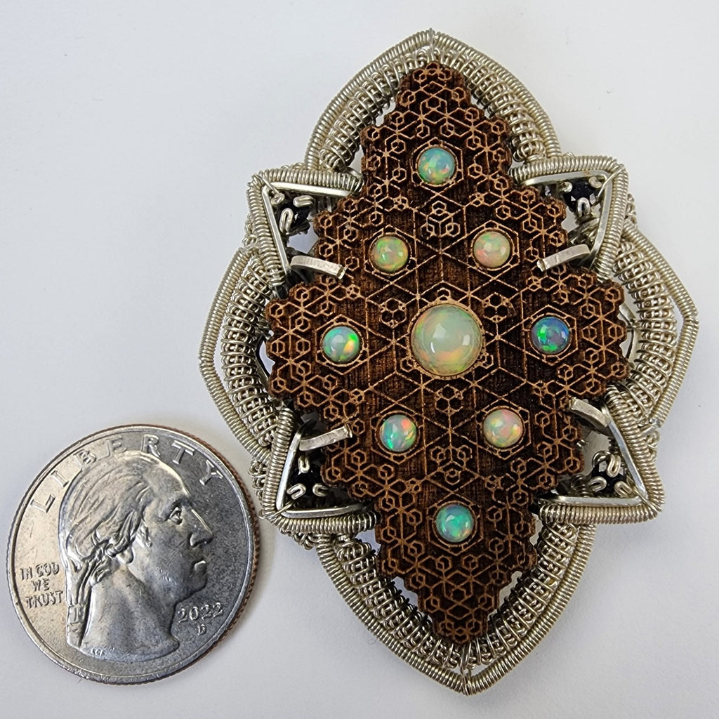 Opal Wire Wrap by LaserTrees & WrappedEnergy Sterling Silver 925 Pendant