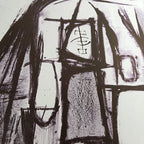 c. 1950 Jerry Opper Abstract Hourglass Stone Lithograph Black & White Unframed