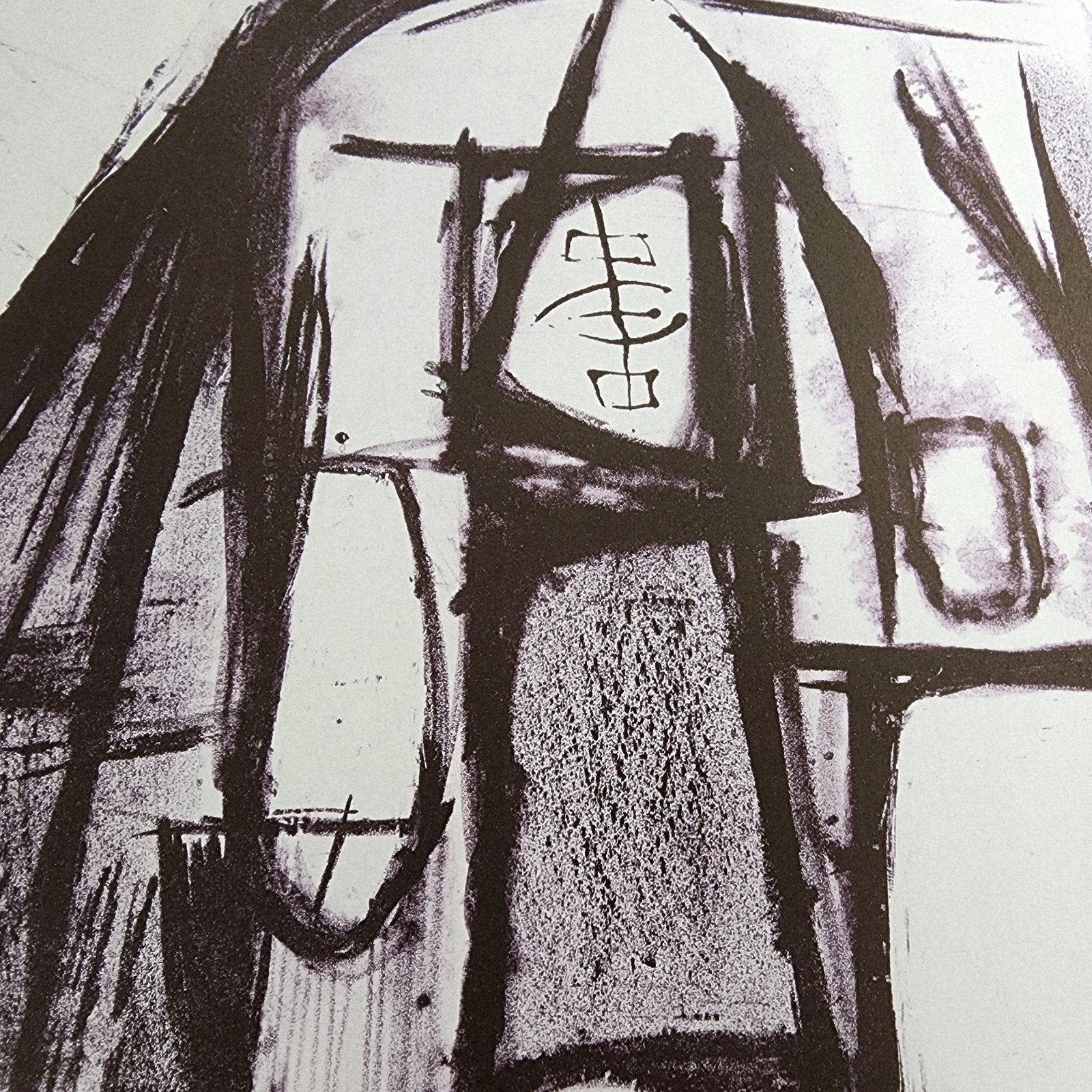 c. 1950 Jerry Opper Abstract Hourglass Stone Lithograph Black & White Unframed