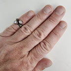 Running Bear Mother of Pearl Bypass Native Ring Size 4 1/2 Sterling Silver 925