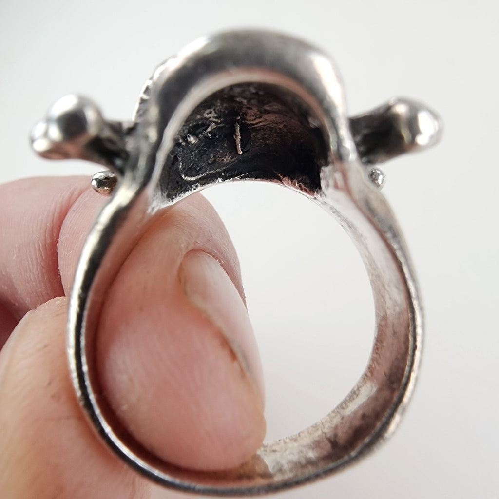 Biker Skull & Crossbones Ring Size 10 Sterling Silver 925 Vintage