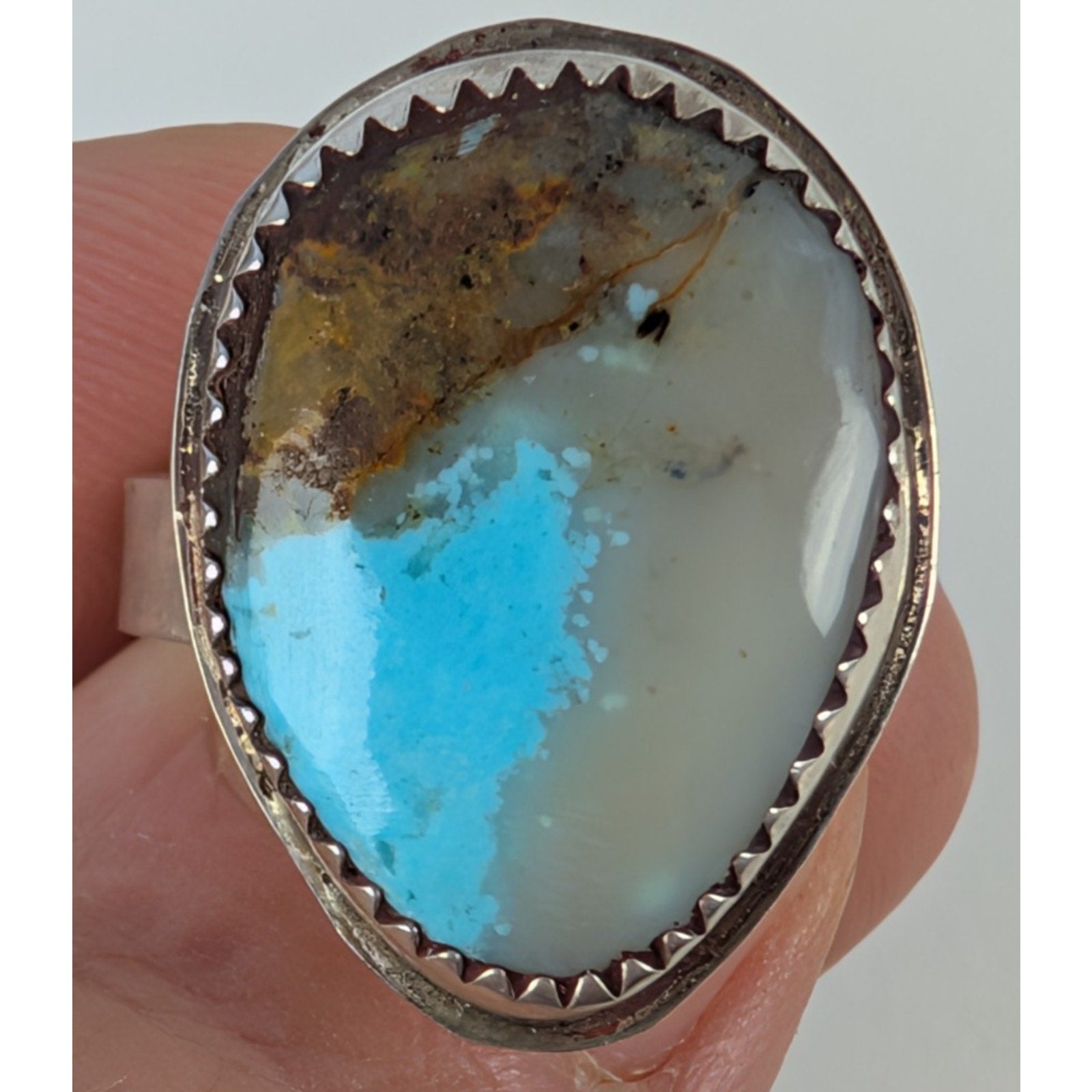 Native Boulder Turquoise Sterling Silver 925 Ring Size 9 Signed CKB