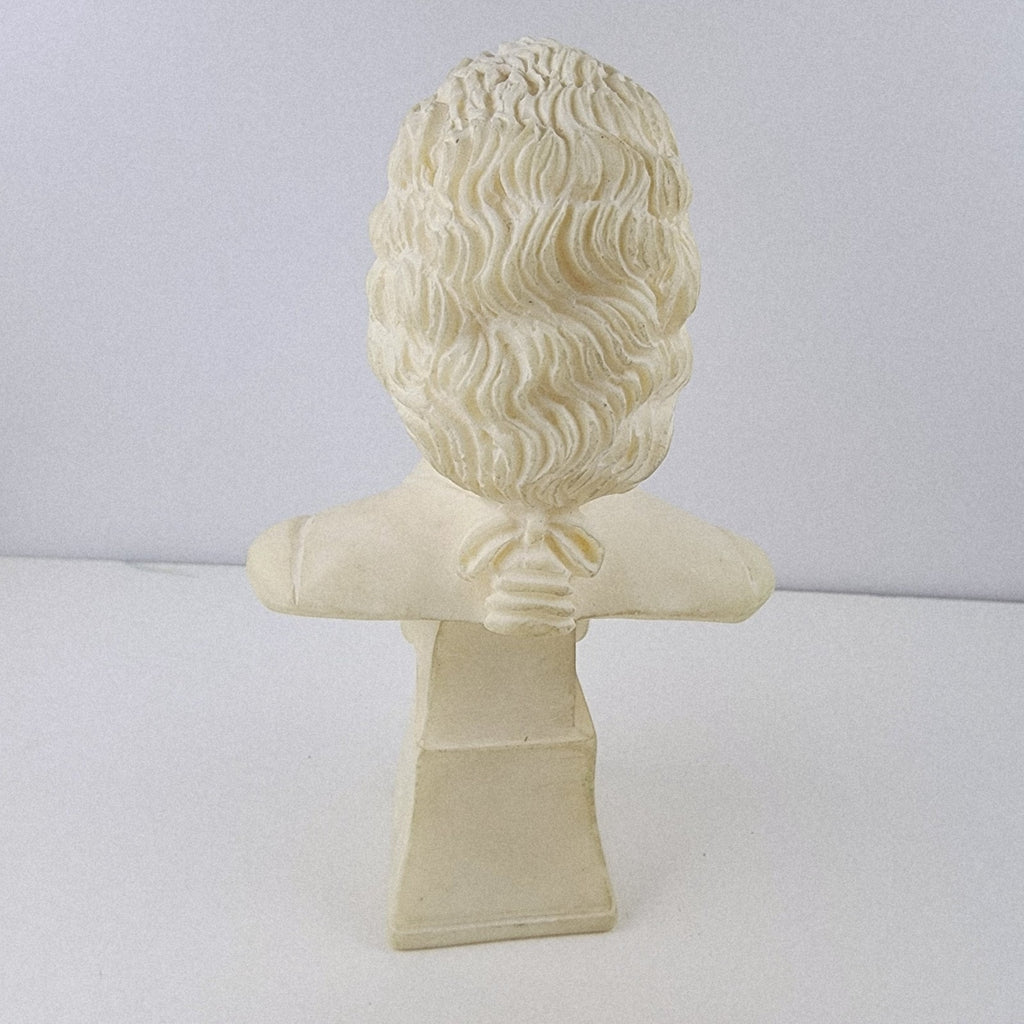 4" Mozart Bust Figure Vintage White Stone