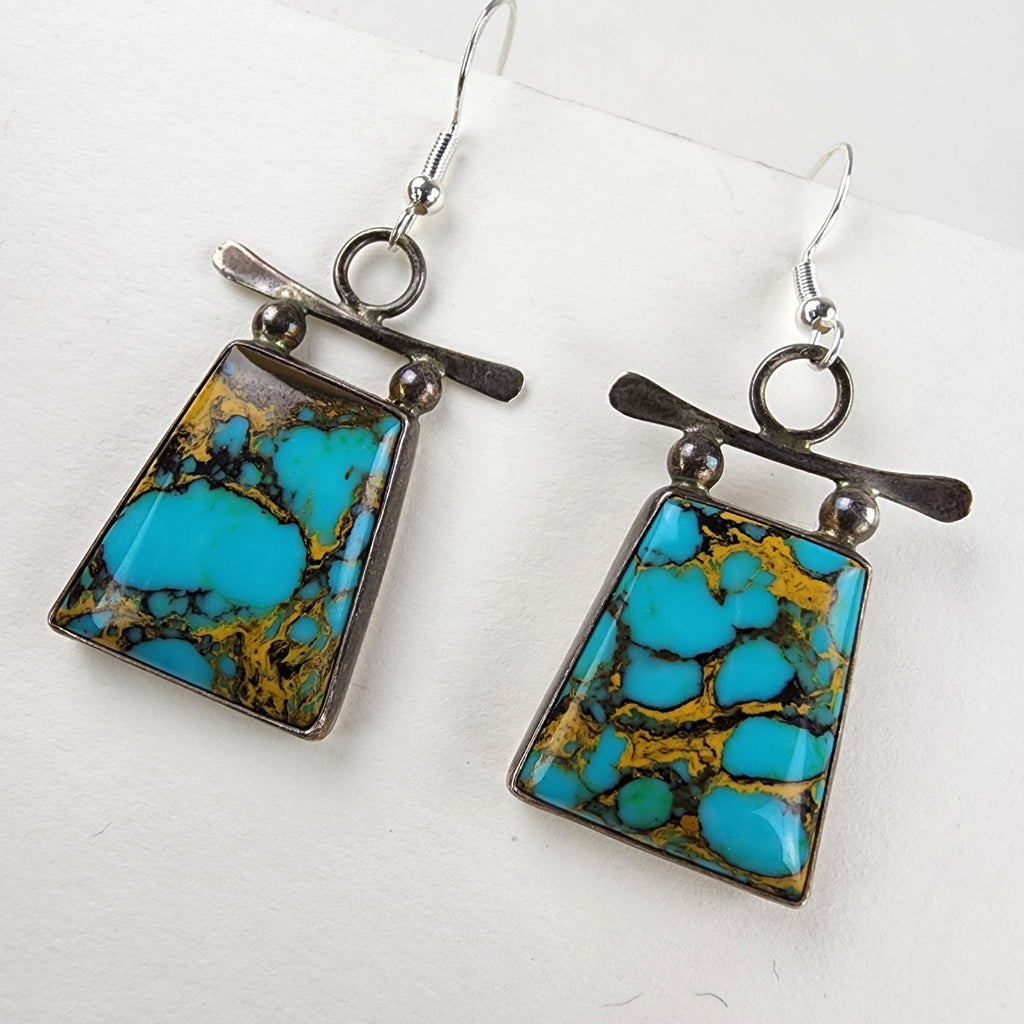 J Hayes Mohave Turquoise Earrings Sterling Silver 925 Vintage Native