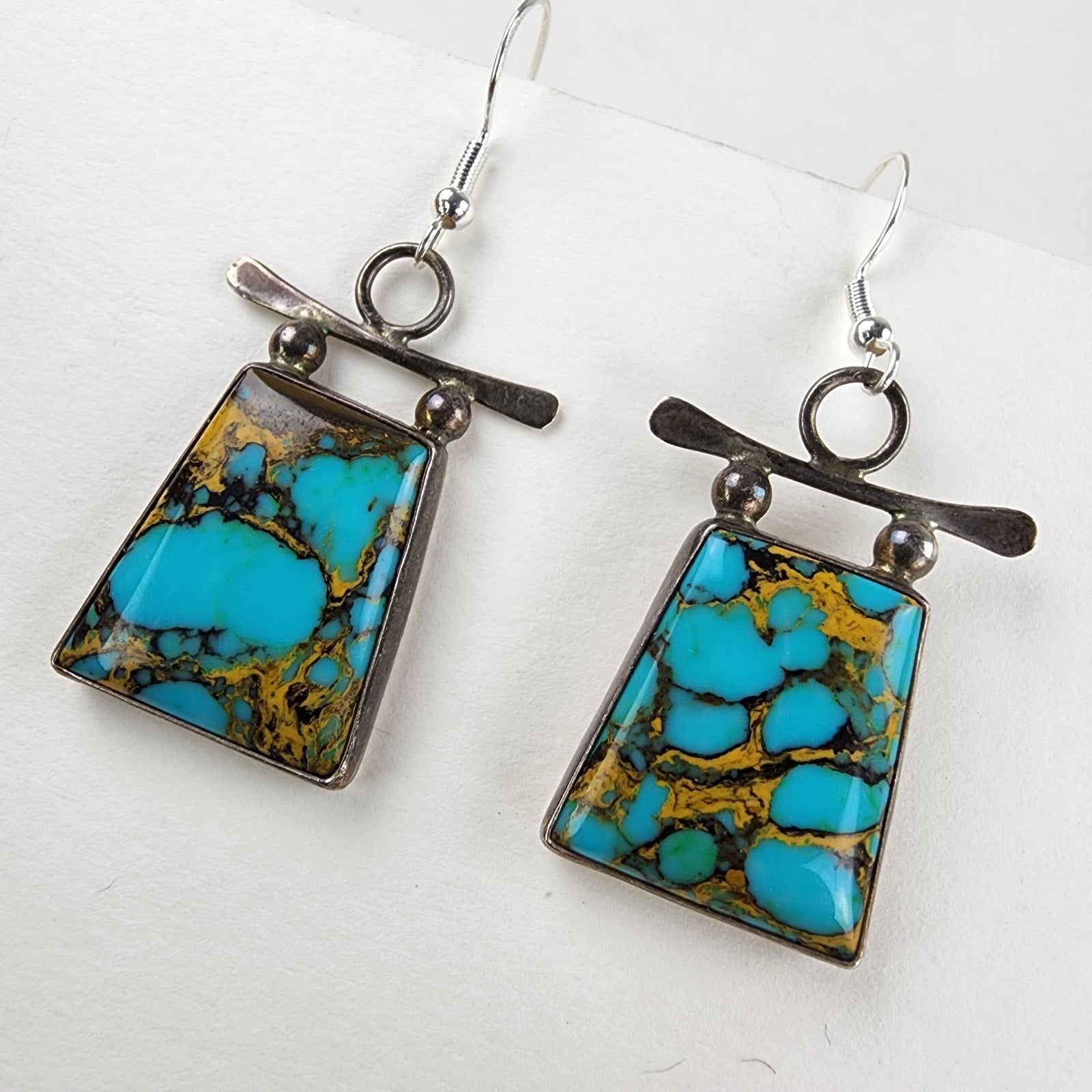 J Hayes Mohave Turquoise Earrings Sterling Silver 925 Vintage Native