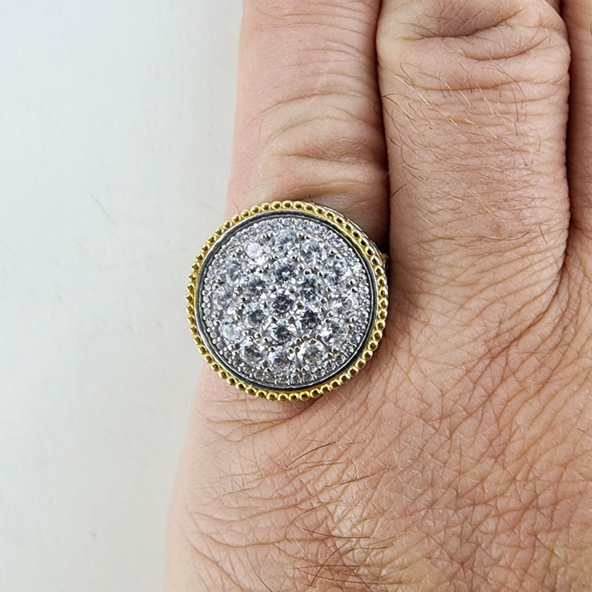 CZ Cluster Ring Size 8 New 18K Gold & Sterling Silver 925