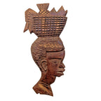 Vintage Haitian Carved Faces Pair Couple Wooden Wall Hangings