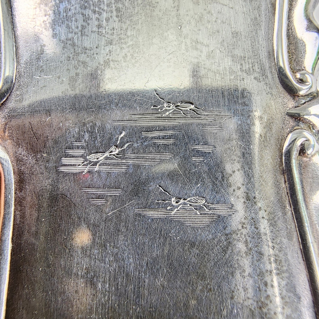 Art Nouveau Match Safe Sterling Silver 925 Engraved Frank & Insects Antique