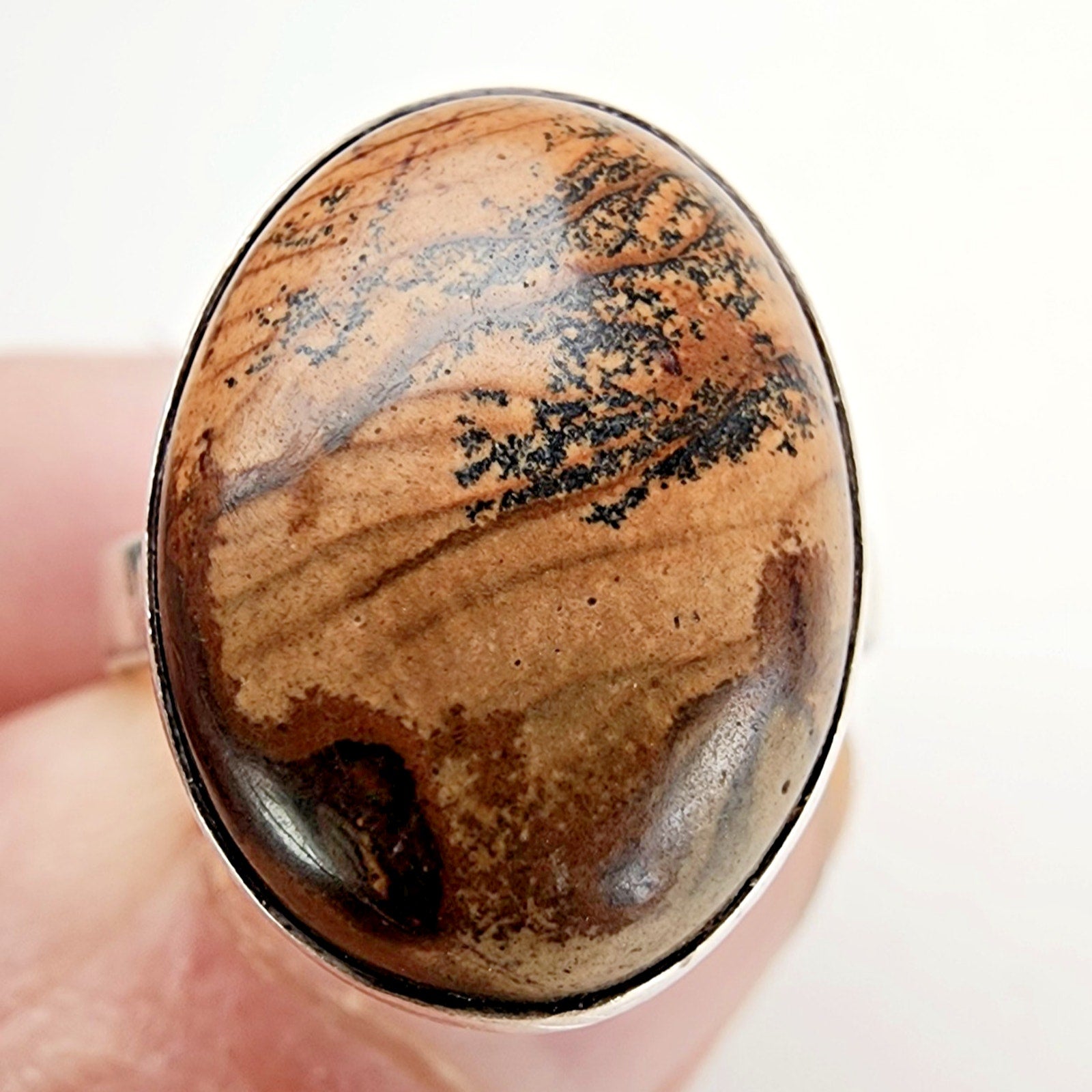 Picture Jasper Ring Size 7 Sterling Silver 925 Vintage Portrait Southwestern