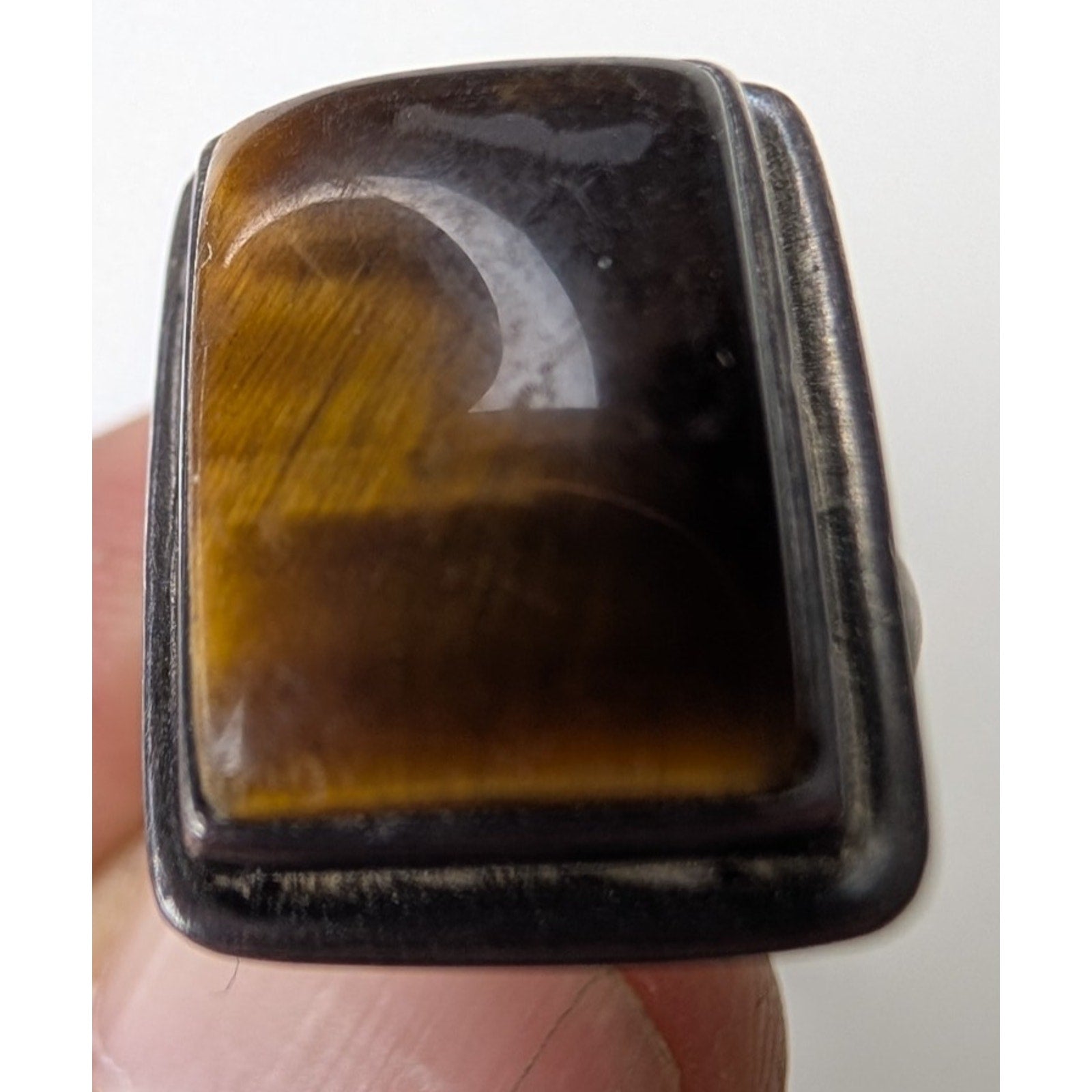 Tigers Eye Rectangle Sterling Silver 925 Ring Size 6 Vintage