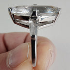 Vintage Marquis Cut CZ Cocktail Ring Size 7 in Sterling Silver 925