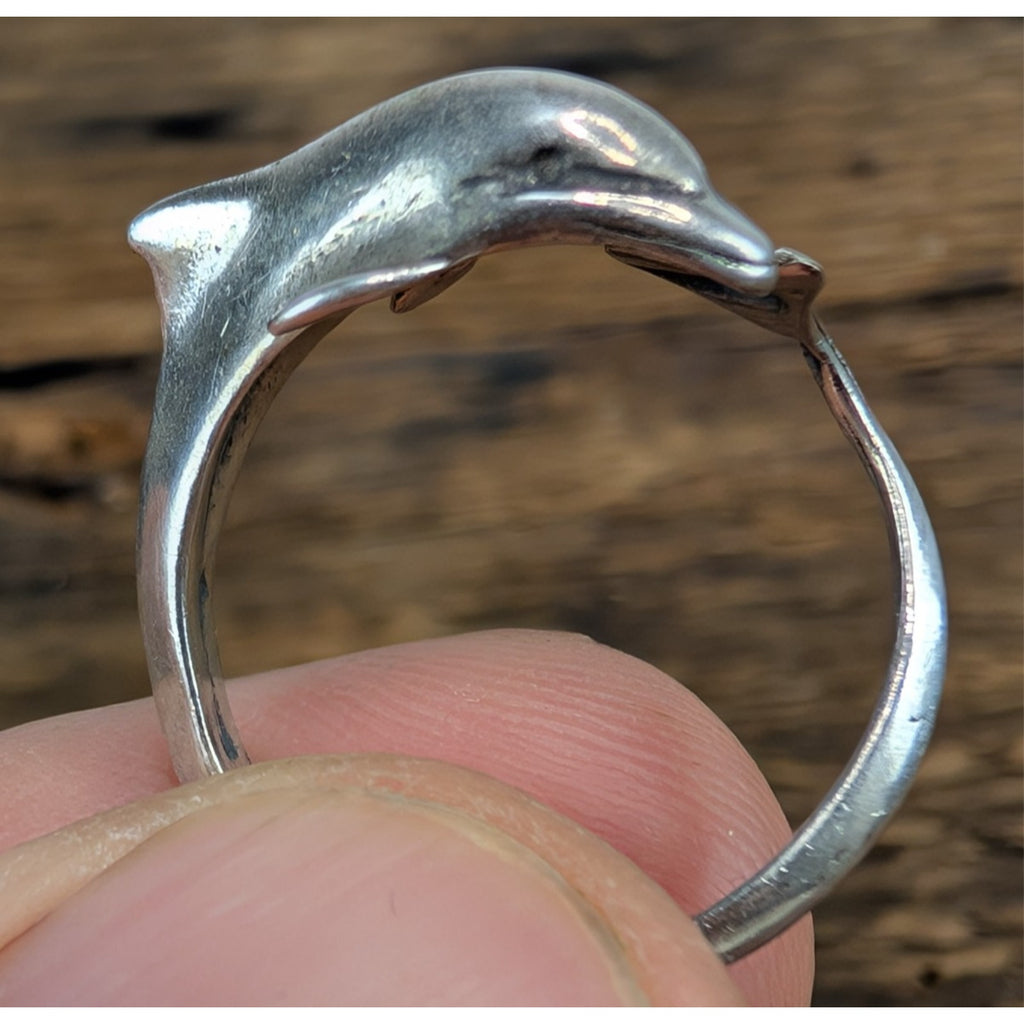 Vintage Dolphin Bypass Sterling Silver 925 Ring Size 6 3/4