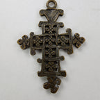 2" Traditional Ethiopian Brass Coptic Cross Hand Carved Crucifix