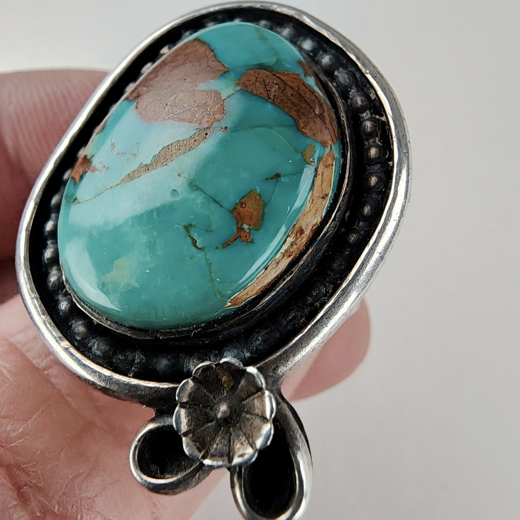 Turquoise Native Ring Size 8 1/2 by Ruben Castillo Sterling Silver 925 New