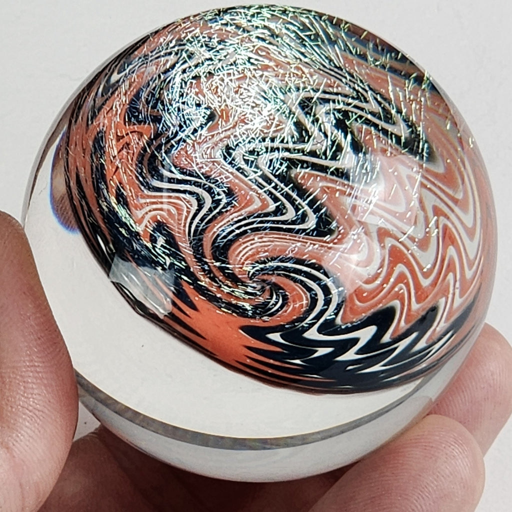 50mm Dichroic Wigwag Marble Borosilicate Glass Handblown Large 2" Size