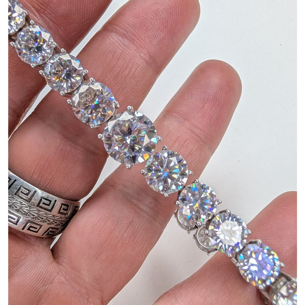 Moissanite Sterling Silver 925 Graduated Tennis Bracelet 8mm to 11mm 8.5" Length