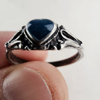 Blue Sparkle Enamel Heart Vintage Ring Size 8 in Sterling Silver 925