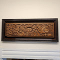 Qing Chinese Ruyi Dragon and Phoenix Prosperity Wood Carved Panel Framed Antique