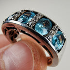 Swiss Blue Topaz Five Stone Ring Size 9 in Sterling Silver 925