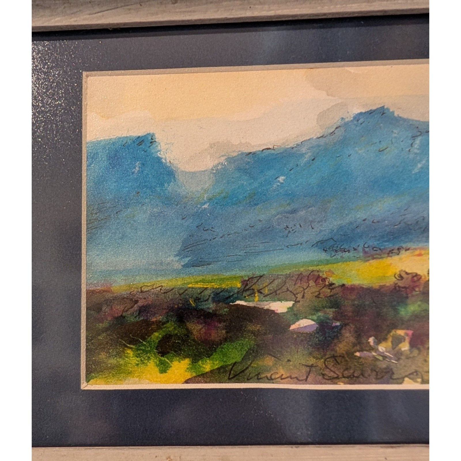 Vincent Scurr Mixed Media Watercolor Landscape Painting Framed