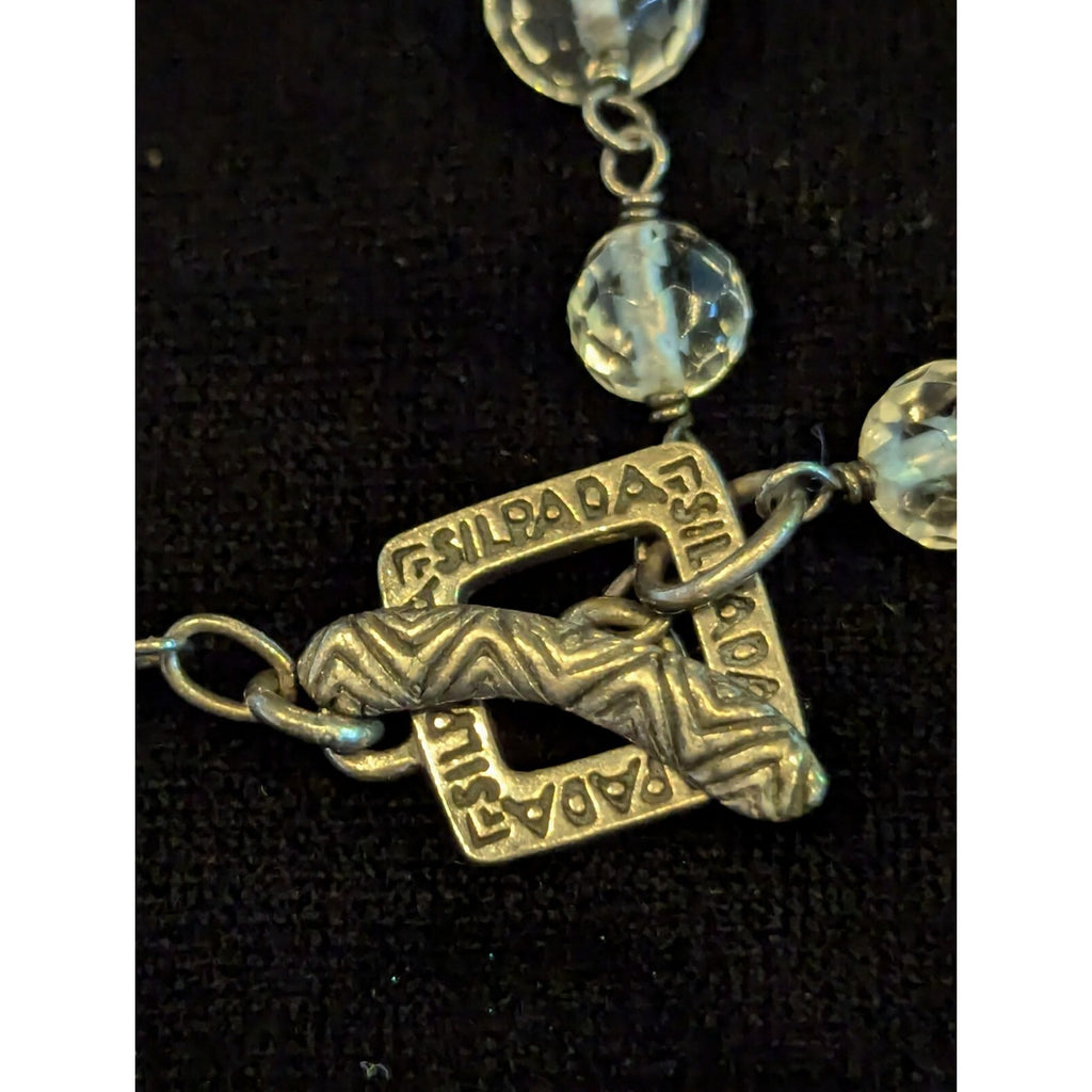 Vintage SILPADA Sterling Silver 925 34" Beaded Station Necklace Faceted Mexico